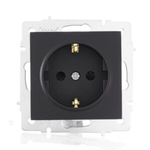 Розетка 1-м СП Vesna с заземл. защ. шторки ПБТ механизм черн. бархат LEZARD 742-4288-124B оптом купить цена