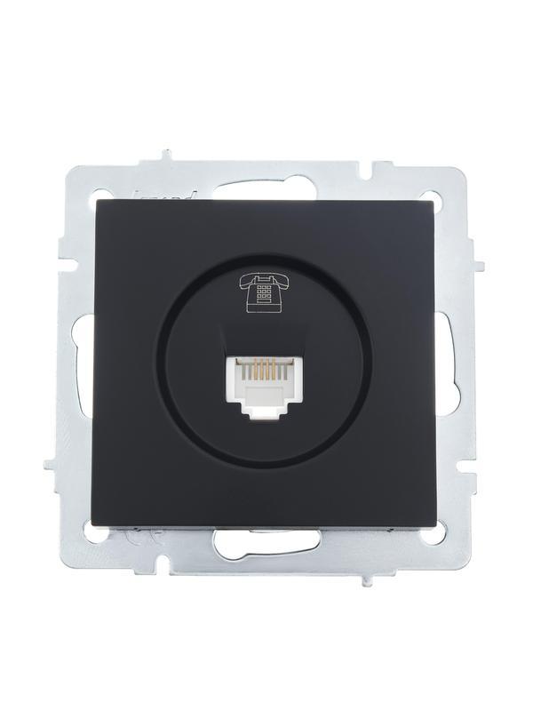 Розетка телефонная СП Vesna евро стандарт механизм черн. бархат LEZARD 742-4288-137 купить оптом выгодно Розетка телефонная СП Vesna евро стандарт механизм черн. бархат LEZARD 742-4288-137 оптом купить цена