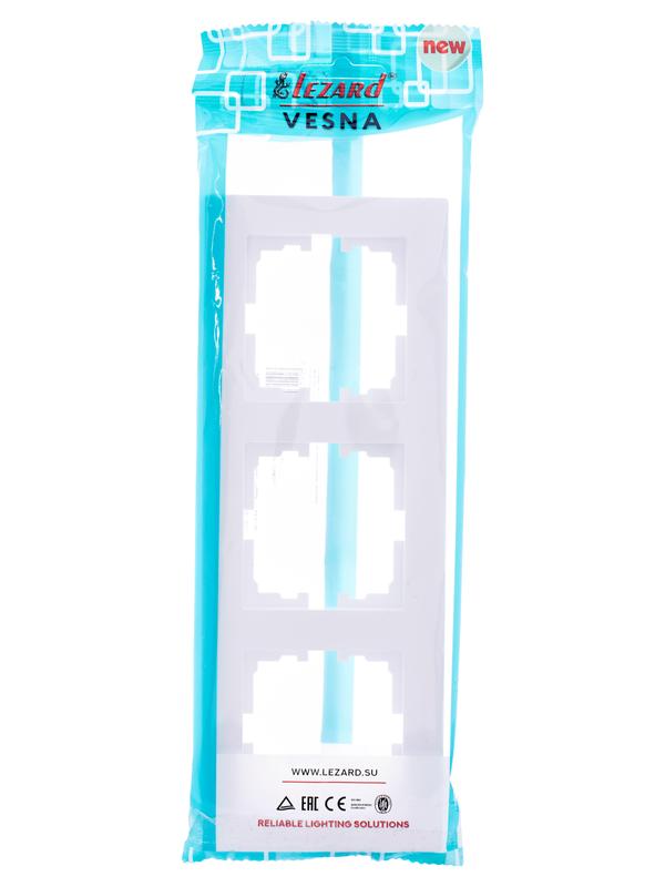 Рамка 3-местн. горизонт. VESNA бел. LEZARD 742-0200-148 купить оптом выгодно Рамка 3-местн. горизонт. VESNA бел. LEZARD 742-0200-148 оптом купить цена
