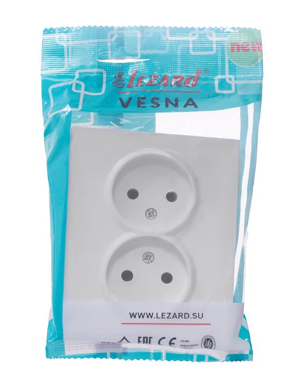 Розетка 2-м СП VESNA без заземл. ПБТ бел. LEZARD 742-0200-128B купить оптом выгодно Розетка 2-м СП VESNA без заземл. ПБТ бел. LEZARD 742-0200-128B оптом купить цена