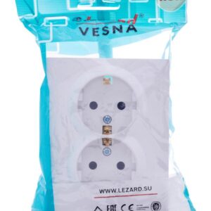 Розетка 2-м СП VESNA с заземл. со шторками ПБТ бел. LEZARD 742-0200-178B оптом купить цена