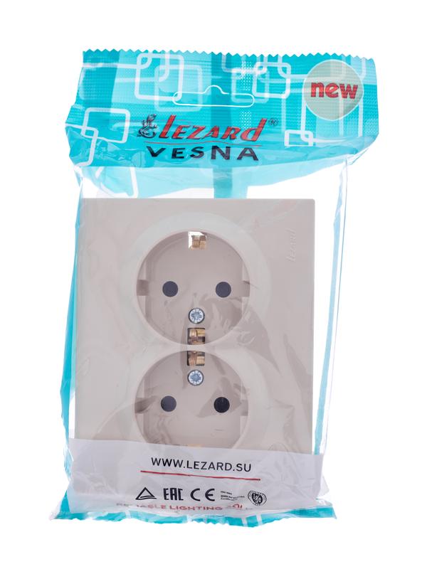 Розетка 2-м СП VESNA с заземл. со шторками ПБТ кремов. LEZARD 742-0300-178B купить оптом выгодно Розетка 2-м СП VESNA с заземл. со шторками ПБТ кремов. LEZARD 742-0300-178B оптом купить цена