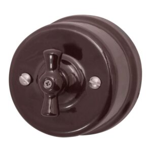 Выключатель поворотный 1-кл ОП ретро керамика корич. Bironi B1-200-02 оптом купить цена