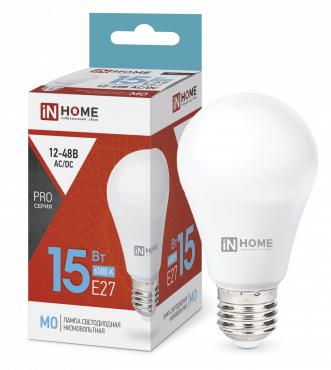 Лампа светодиодная низковольтная LED-MO-PRO 15Вт грушевидная 6500К холод. бел. E27 1200лм 12-48В IN HOME 4690612036366 купить оптом выгодно Лампа светодиодная низковольтная LED-MO-PRO 15Вт грушевидная 6500К холод. бел. E27 1200лм 12-48В IN HOME 4690612036366 оптом купить цена