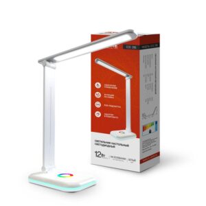 Светильник настольный светодиодный ССО 20Б 12Вт 6500К 640лм RGB-подсветка сенсор-диммер с адаптером бел. IN HOME 4690612041070 оптом купить цена