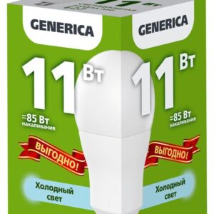 Лампа светодиодная A60 11Вт грушевидная 6500К E27 230В промо GENERICA LL-A60-11-230-65-E27-G оптом купить цена