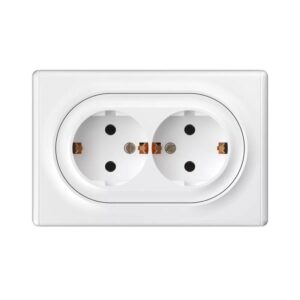 Розетка 2-м СП Florence 16А IP20 с заземл. винт. клеммы бел. 1E10401300 OneKeyElectro 2172767 оптом купить цена