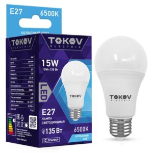 Лампа светодиодная 15Вт А60 6500К Е27 176-264В TOKOV ELECTRIC TKE-A60-E27-15-6.5K оптом купить цена