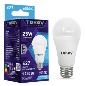 Лампа светодиодная 25Вт А60 6500К Е27 176-264В TOKOV ELECTRIC TKE-A60-E27-25-6.5K оптом купить цена
