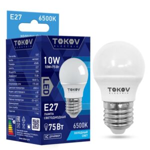 Лампа светодиодная 10Вт G45 6500К Е27 176-264В TOKOV ELECTRIC TKE-G45-E27-10-6.5K оптом купить цена