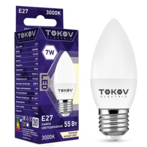 Лампа светодиодная 7Вт С37 3000К Е27 176-264В TOKOV ELECTRIC TKE-C37-E27-7-3K оптом купить цена