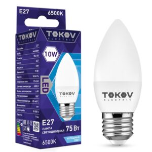 Лампа светодиодная 10Вт С37 6500К Е27 176-264В TOKOV ELECTRIC TKE-C37-E27-10-6.5K оптом купить цена