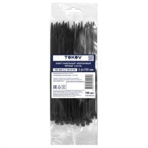 Хомут кабельный нейлоновый черн. 3.6х150 (уп.100шт) TOKOV ELECTRIC TKE-HNS-3.6-150-B/100 оптом купить цена