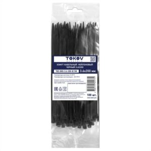 Хомут кабельный нейлоновый черн. 3.6х200 (уп.100шт) TOKOV ELECTRIC TKE-HNS-3.6-200-B/100 оптом купить цена