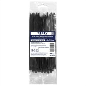 Хомут кабельный нейлоновый черн. 3.6х250 (уп.100шт) TOKOV ELECTRIC TKE-HNS-3.6-250-B/100 оптом купить цена
