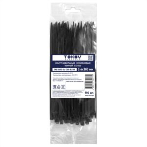 Хомут кабельный нейлоновый черн. 3.6х300 (уп.100шт) TOKOV ELECTRIC TKE-HNS-3.6-300-B/100 оптом купить цена