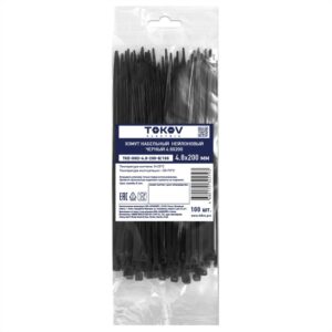 Хомут кабельный нейлоновый черн. 4.8х200 (уп.100шт) TOKOV ELECTRIC TKE-HNS-4.8-200-B/100 оптом купить цена