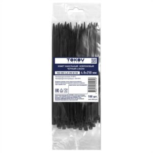 Хомут кабельный нейлоновый черн. 4.8х250 (уп.100шт) TOKOV ELECTRIC TKE-HNS-4.8-250-B/100 оптом купить цена