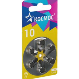 Элемент питания воздушно-цинковая для слуховых аппаратов ZA10 (10 PR70 DA230 V10) 1.45В (уп.6шт) КОСМОС KOCZA-10BL6 оптом купить цена