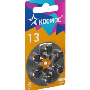 Элемент питания воздушно-цинковая для слуховых аппаратов ZA13 (13 PR48 DA13 V13A) 1.45В (уп.6шт) КОСМОС KOCZA-13BL6 оптом купить цена