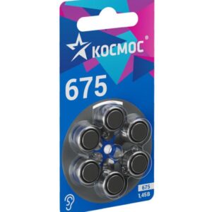 Элемент питания воздушно-цинковая для слуховых аппаратов ZA675 (675 PR44 DA675 V675A) 1.45В (уп.6шт) КОСМОС KOCZA-675BL6 оптом купить цена