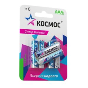 Элемент питания алкалиновый AAA/LR03 BP-6 (блист.6шт) КОСМОС KOCLR03BL6 оптом купить цена