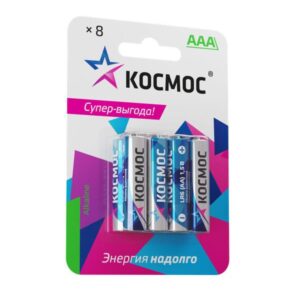 Элемент питания алкалиновый AAA/LR03 BP-8 (блист.8шт) КОСМОС KOCLR03BL8 оптом купить цена