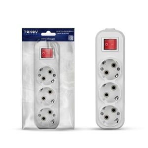 Колодка удлинителя 3-м 16А с заземл. с выкл. АБС-пластик бел. TOKOV ELECTRIC TKE-C01-KU3-ZV оптом купить цена