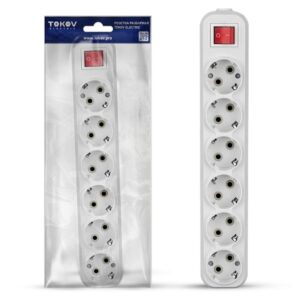 Колодка удлинителя 6-м 16А с заземл. с выкл. АБС-пластик бел. TOKOV ELECTRIC TKE-C01-KU6-ZV оптом купить цена