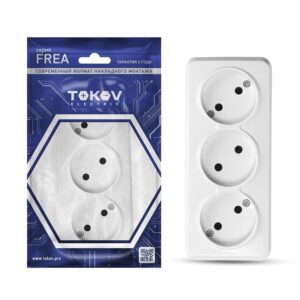 Розетка 3-м ОП Frea 16А IP20 250В без заземл. АБС-пластик бел. TOKOV ELECTRIC TKE-FR-R3-C01 оптом купить цена