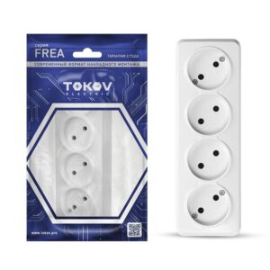 Розетка 4-м ОП Frea 16А IP20 250В без заземл. АБС-пластик бел. TOKOV ELECTRIC TKE-FR-R4-C01 оптом купить цена