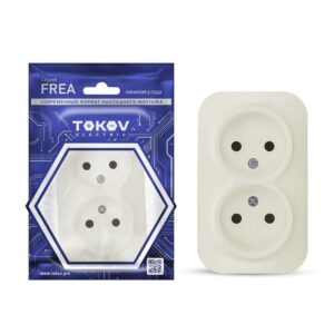 Розетка 2-м ОП Frea 16А IP20 250В без заземл. АБС-пластик беж. TOKOV ELECTRIC TKE-FR-R2-C02 оптом купить цена