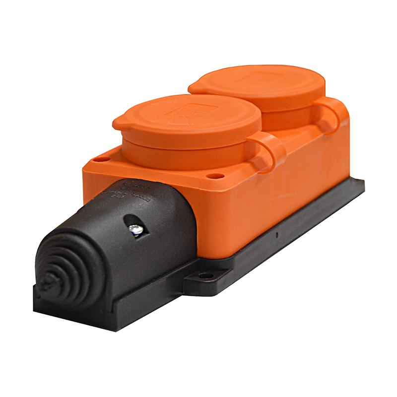 Колодка удлинителя 2-м Компакт 1ф с заглушками каучук оранж. UNIVersal 3033 купить оптом выгодно Колодка удлинителя 2-м Компакт 1ф с заглушками каучук оранж. UNIVersal 3033 оптом купить цена