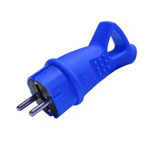 Вилка электрическая 1ф 16А 250В IP44 с заземл. с ушком каучук син. (еврослот) UNIVersal 3040 оптом купить цена