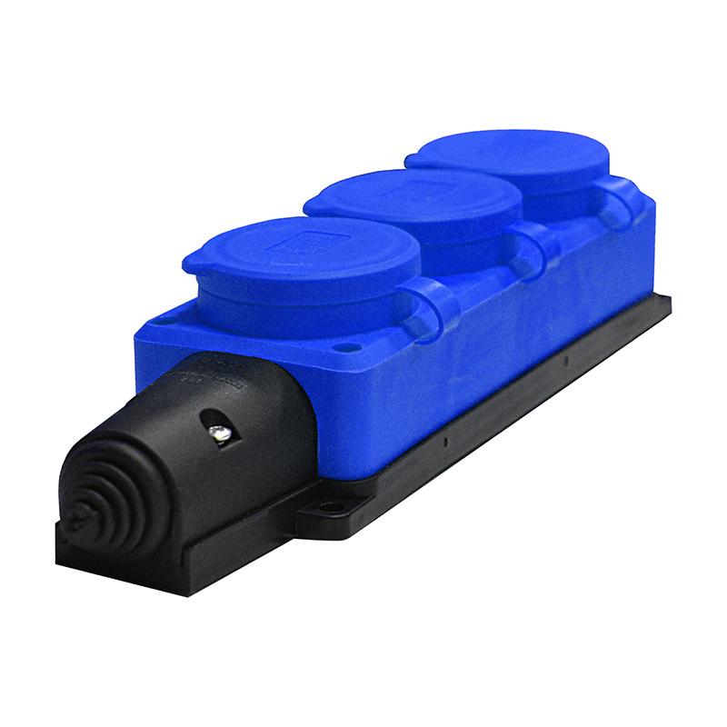 Колодка удлинителя 3-м Компакт 1ф с заглушками каучук син. UNIVersal 3044 купить оптом выгодно Колодка удлинителя 3-м Компакт 1ф с заглушками каучук син. UNIVersal 3044 оптом купить цена