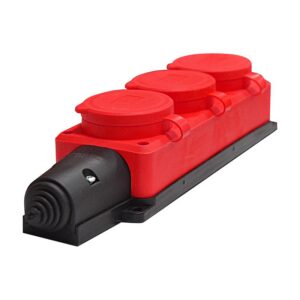 Колодка удлинителя 3-м Компакт 1ф с заглушками каучук красн. UNIVersal 3073 оптом купить цена