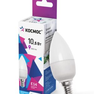 Лампа светодиодная 10.5Вт свеча 6500К холод. бел. E14 220В КОСМОС LkecLED10.5wCNE1465 оптом купить цена