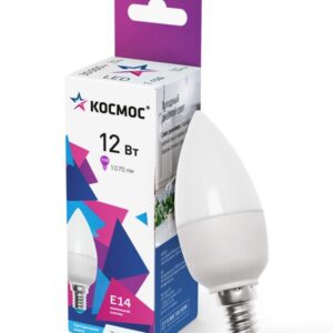 Лампа светодиодная 12Вт свеча 6500К холод. бел. E14 220В КОСМОС LkecLED12wCNE1465 оптом купить цена