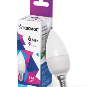 Лампа светодиодная 6.5Вт свеча 6500К холод. бел. E14 220В КОСМОС LkecLED6.5wCNE1465 оптом купить цена