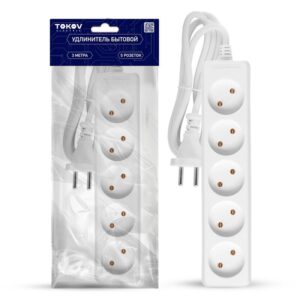 Удлинитель 5х3м без заземл. 10А 2х0.75 TOKOV ELECTRIC TKE-C01-BU5-3-075 оптом купить цена