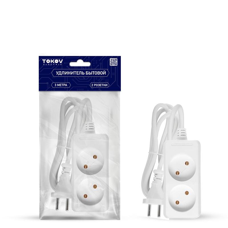 Удлинитель 2х3м без заземл. 10А 2х0.75 TOKOV ELECTRIC TKE-C01-BU2-3-075 купить оптом выгодно Удлинитель 2х3м без заземл. 10А 2х0.75 TOKOV ELECTRIC TKE-C01-BU2-3-075 оптом купить цена