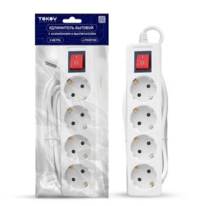 Удлинитель 4х3м с заземл. с выкл. 16А 3х1 TOKOV ELECTRIC TKE-C01-BU4-3-1-ZV оптом купить цена