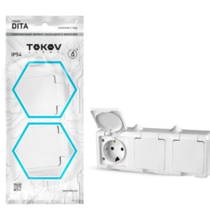 Розетка 3-м ОП Dita 16А IP54 250В с заземл. с крышкой бел. TOKOV ELECTRIC TKL-DT-R3Z-C01-IP54 оптом купить цена