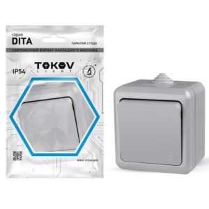 Выключатель 1-кл. ОП Dita IP54 10А 250В сер. TOKOV ELECTRIC TKL-DT-V1-C06-IP54 оптом купить цена