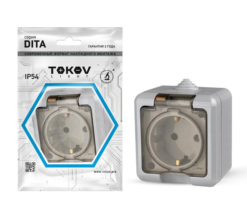 Розетка 1-м ОП Dita 16А IP54 250В с заземл. с прозр. крышкой сер. TOKOV ELECTRIC TKL-DT-R1Z-C06T-IP54 купить оптом выгодно Розетка 1-м ОП Dita 16А IP54 250В с заземл. с прозр. крышкой сер. TOKOV ELECTRIC TKL-DT-R1Z-C06T-IP54 оптом купить цена