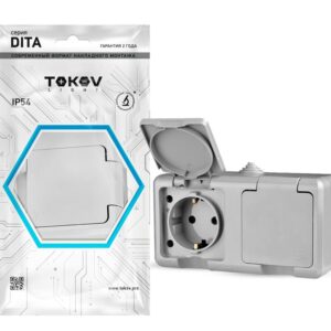 Розетка 2-м ОП Dita 16А IP54 250В с заземл. с крышкой сер. TOKOV ELECTRIC TKL-DT-R2Z-C06-IP54 оптом купить цена