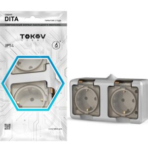 Розетка 2-м ОП Dita 16А IP54 250В с заземл. с прозр. крышкой сер.TOKOV ELECTRIC TKL-DT-R2Z-C06T-IP54 оптом купить цена