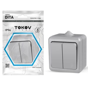 Выключатель 2-кл. ОП Dita IP54 10А 250В сер. TOKOV ELECTRIC TKL-DT-V2-C06-IP54 оптом купить цена