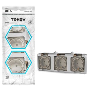 Розетка 3-м ОП Dita 16А IP54 250В с заземл. с прозр. крышкой сер.TOKOV ELECTRIC TKL-DT-R3Z-C06T-IP54 оптом купить цена