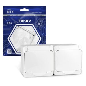 Розетка 2-м ОП Nix 16А IP54 250В с заземл. с крышкой бел. TOKOV ELECTRIC TKE-NX-R2Z-C01-IP54 оптом купить цена